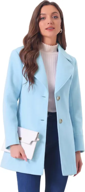 Allegra K Women's Elegant Overcoat Notched Shawl Collar Single Breasted Outerwear Winter Long Coat