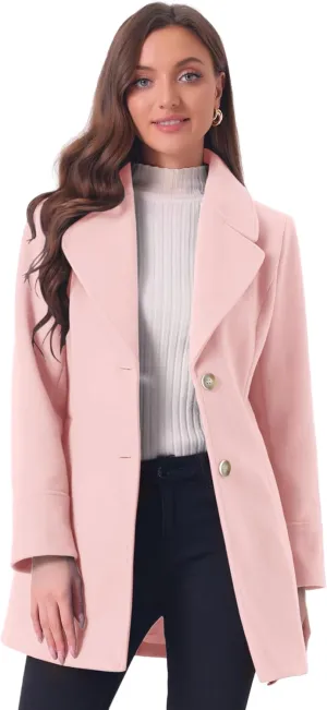Allegra K Women's Elegant Overcoat Notched Shawl Collar Single Breasted Outerwear Winter Long Coat