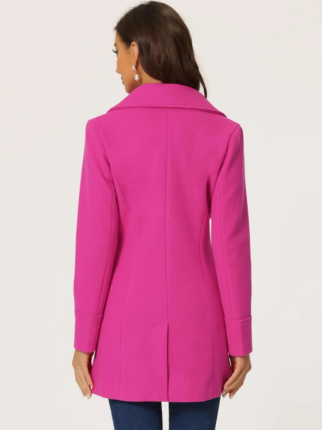 Allegra K Women's Elegant Overcoat Notched Shawl Collar Single Breasted Outerwear Winter Long Coat