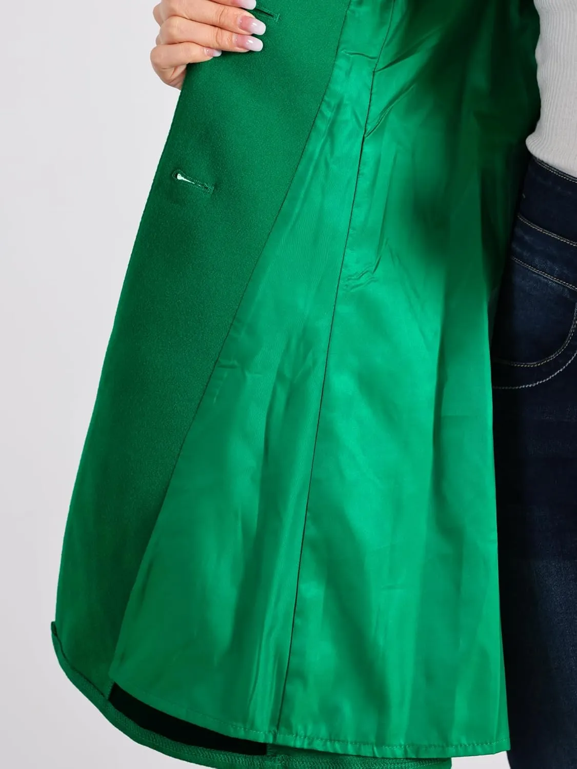 Allegra K Women's Single Breasted Coat A Line Mid-Long Pea Outerwear Winter Coat