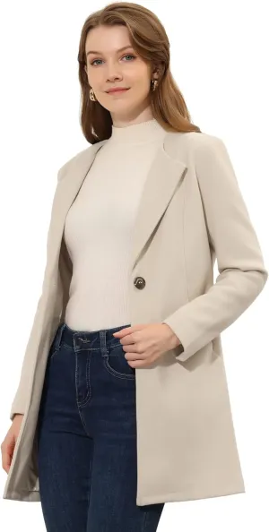 Allegra K Women's Winter Overcoat Lapel Collar Single Breasted Outerwear Long Pea Coat