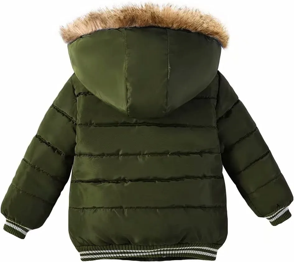 AMIYAN Toddler Boys Girls Down Jacket Hooded Thickened Warm Winter Coat Outerwear 1-6Years