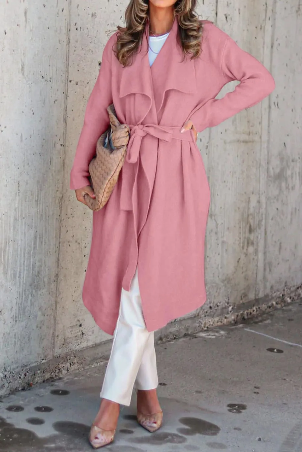 Angerella Women's Casual Long Sleeve Draped Open Front Knit Long Cardigan Sweater Outwear Coats with Pocket