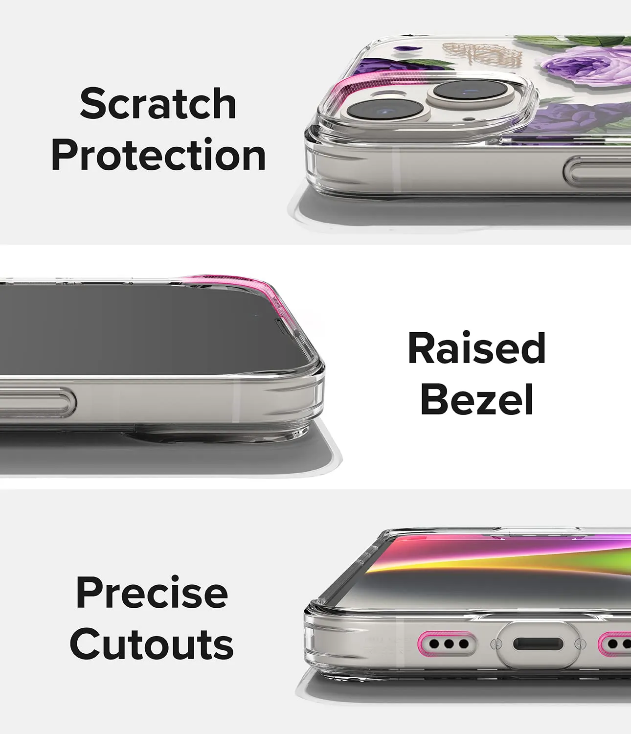 Apple iPhone 14 Back Cover Case | Fusion Design - Purple Rose