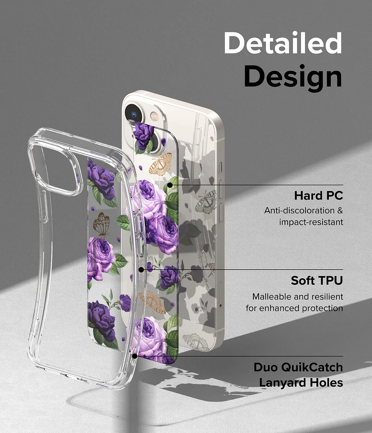 Apple iPhone 14 Back Cover Case | Fusion Design - Purple Rose