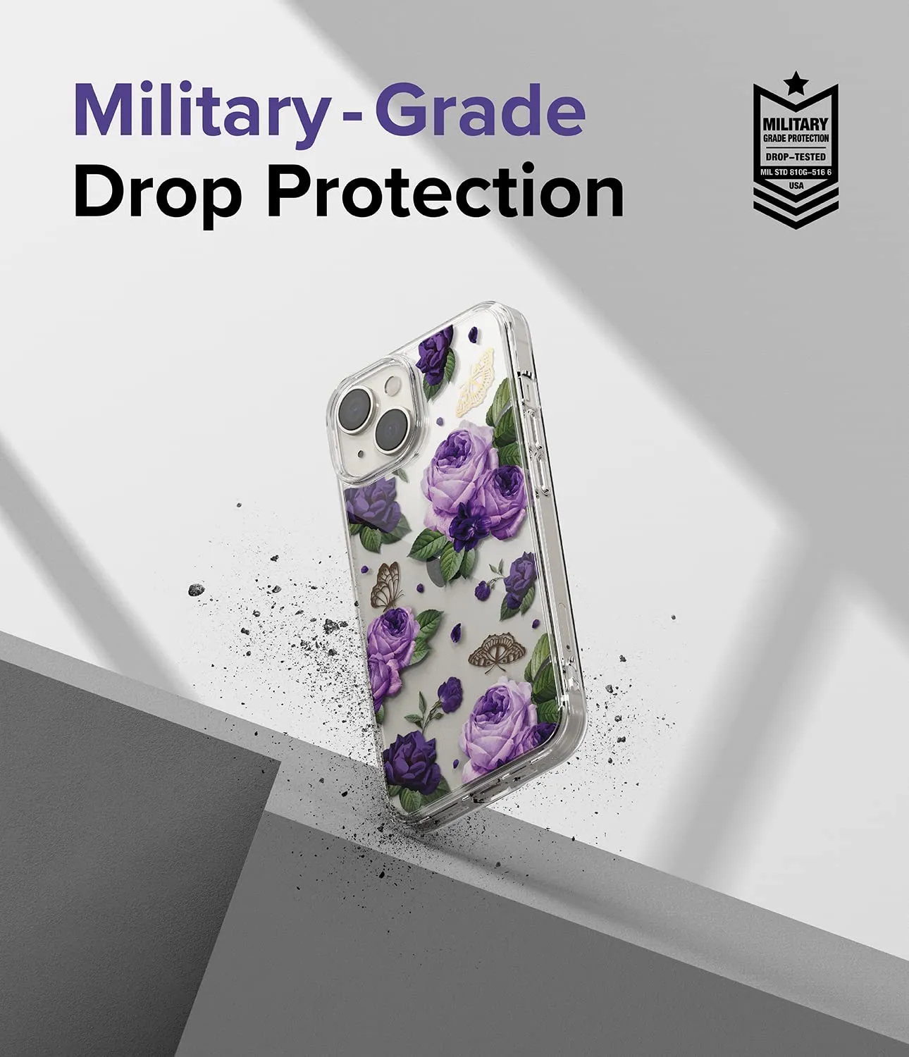 Apple iPhone 14 Back Cover Case | Fusion Design - Purple Rose