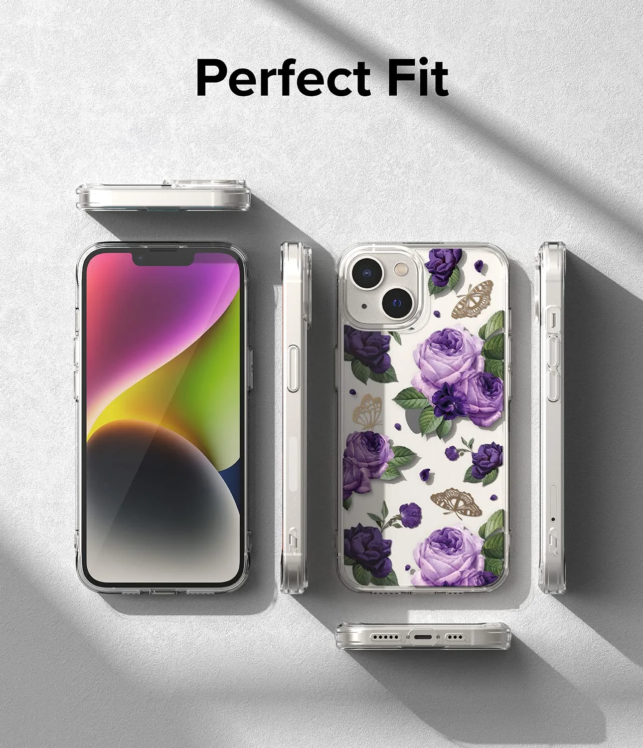 Apple iPhone 14 Back Cover Case | Fusion Design - Purple Rose