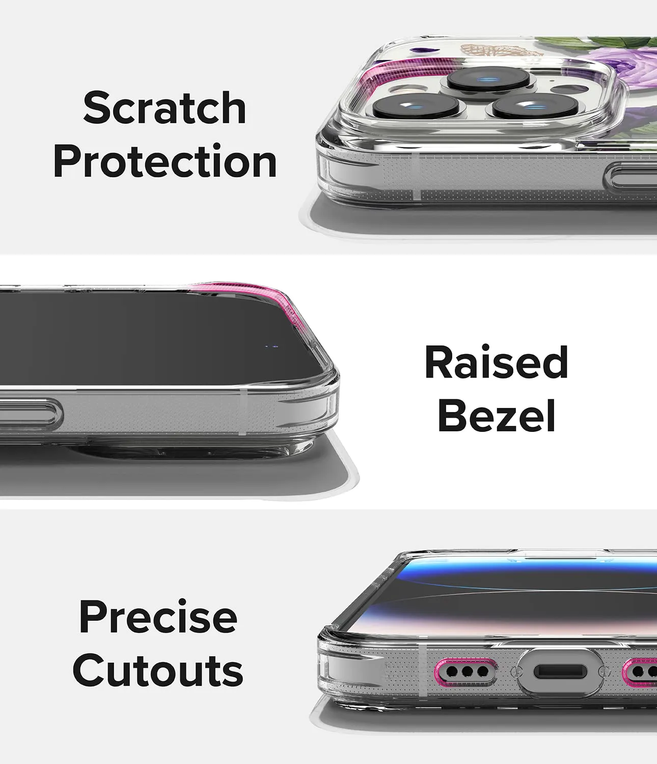 Apple iPhone 14 Pro Back Cover Case | Fusion Design - Purple Rose