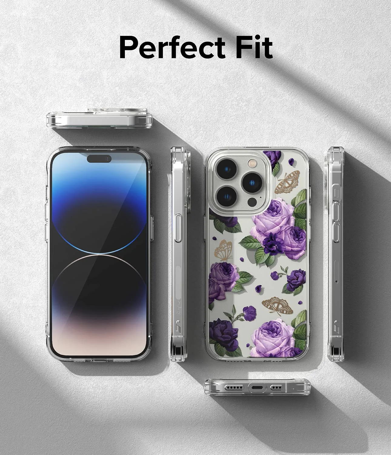 Apple iPhone 14 Pro Back Cover Case | Fusion Design - Purple Rose