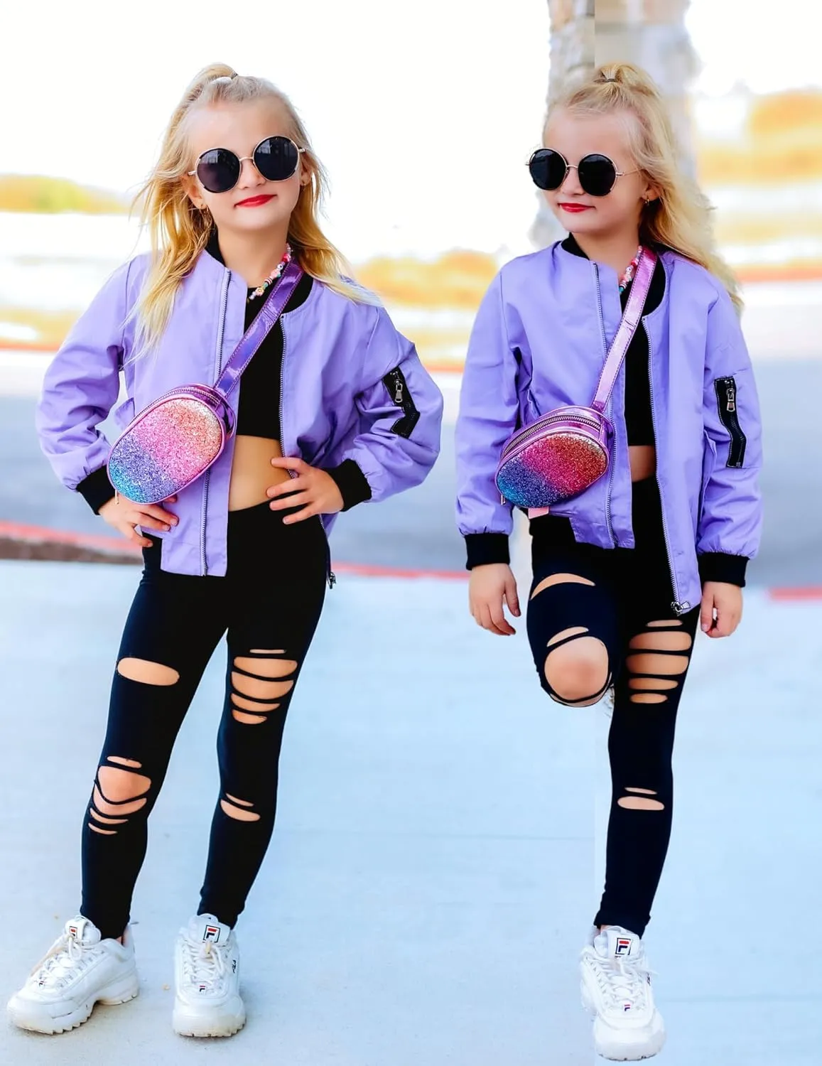Arshiner Girls Bomber Jacket Casual Coat Zip Up Outerwear with Pockets for 4-12 Years