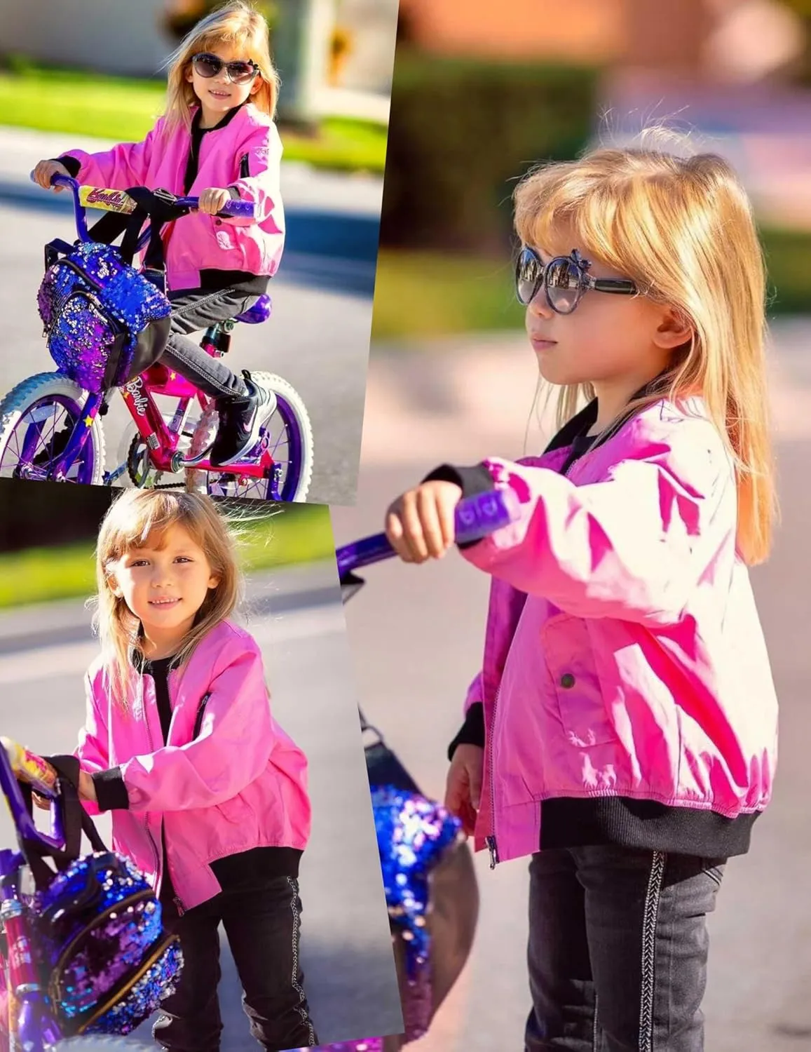 Arshiner Girls Bomber Jacket Casual Coat Zip Up Outerwear with Pockets for 4-12 Years