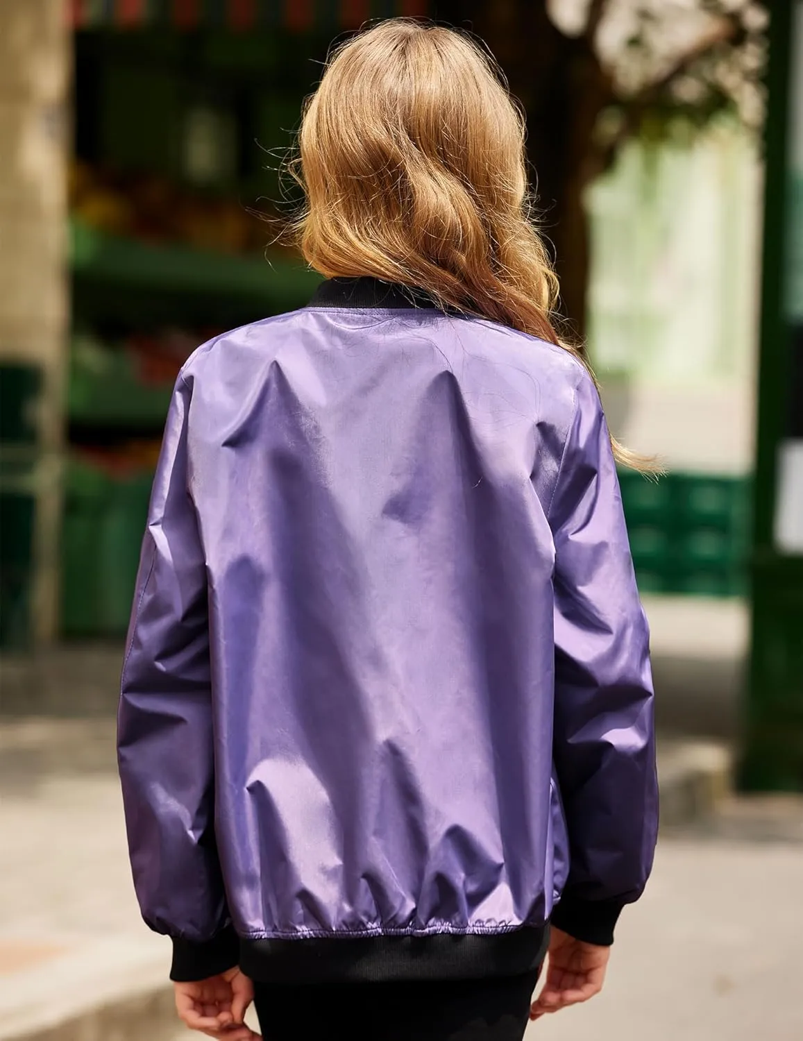 Arshiner Girls Bomber Jacket Casual Coat Zip Up Outerwear with Pockets for 4-12 Years