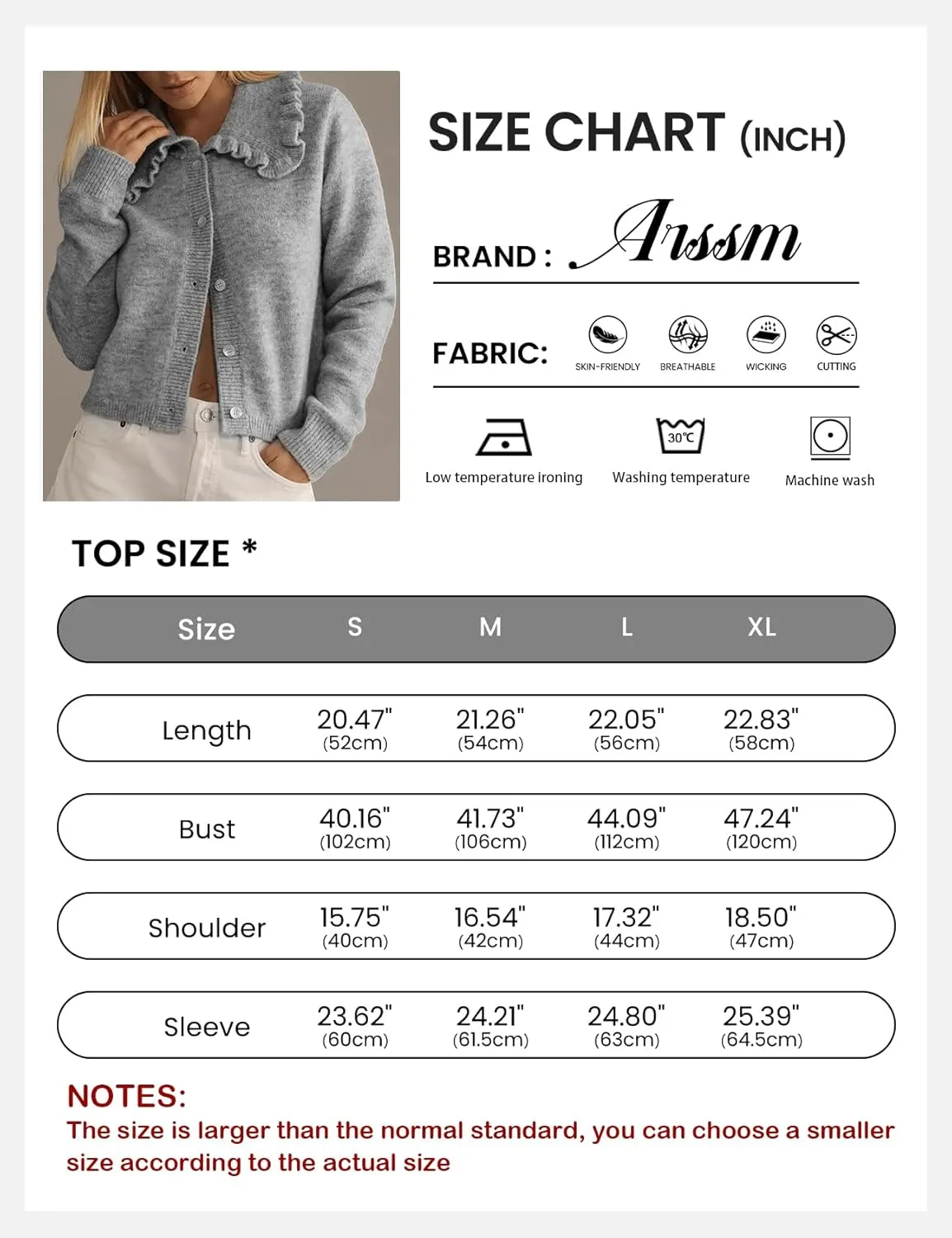 Arssm Womens Ruffle Collar Cardigan Cropped Button Down Open Front Sweaters Knitted Long Sleeve Fall 2025 Elegant Outwear