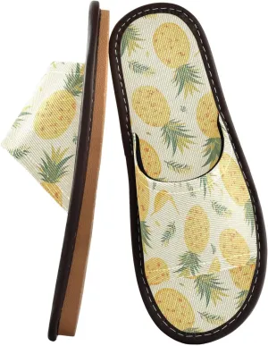 Art Yellow Pineapples Womens Bedroom Slippers Reusable Beach Sandals for Home Beach Indoor