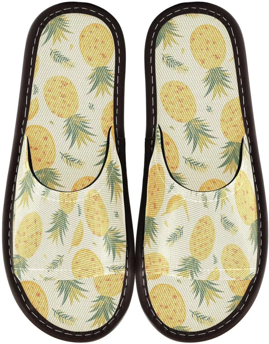 Art Yellow Pineapples Womens Bedroom Slippers Reusable Beach Sandals for Home Beach Indoor