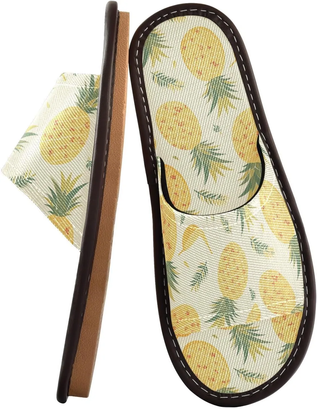 Art Yellow Pineapples Womens Bedroom Slippers Reusable Beach Sandals for Home Beach Indoor