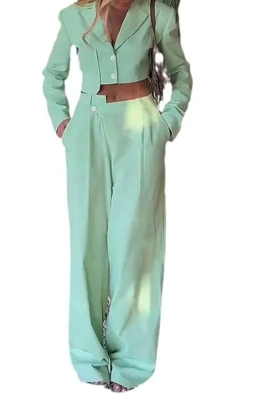 Asymmetrical French Lapel Button Suit