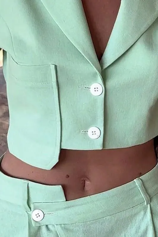 Asymmetrical French Lapel Button Suit
