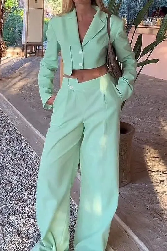 Asymmetrical French Lapel Button Suit