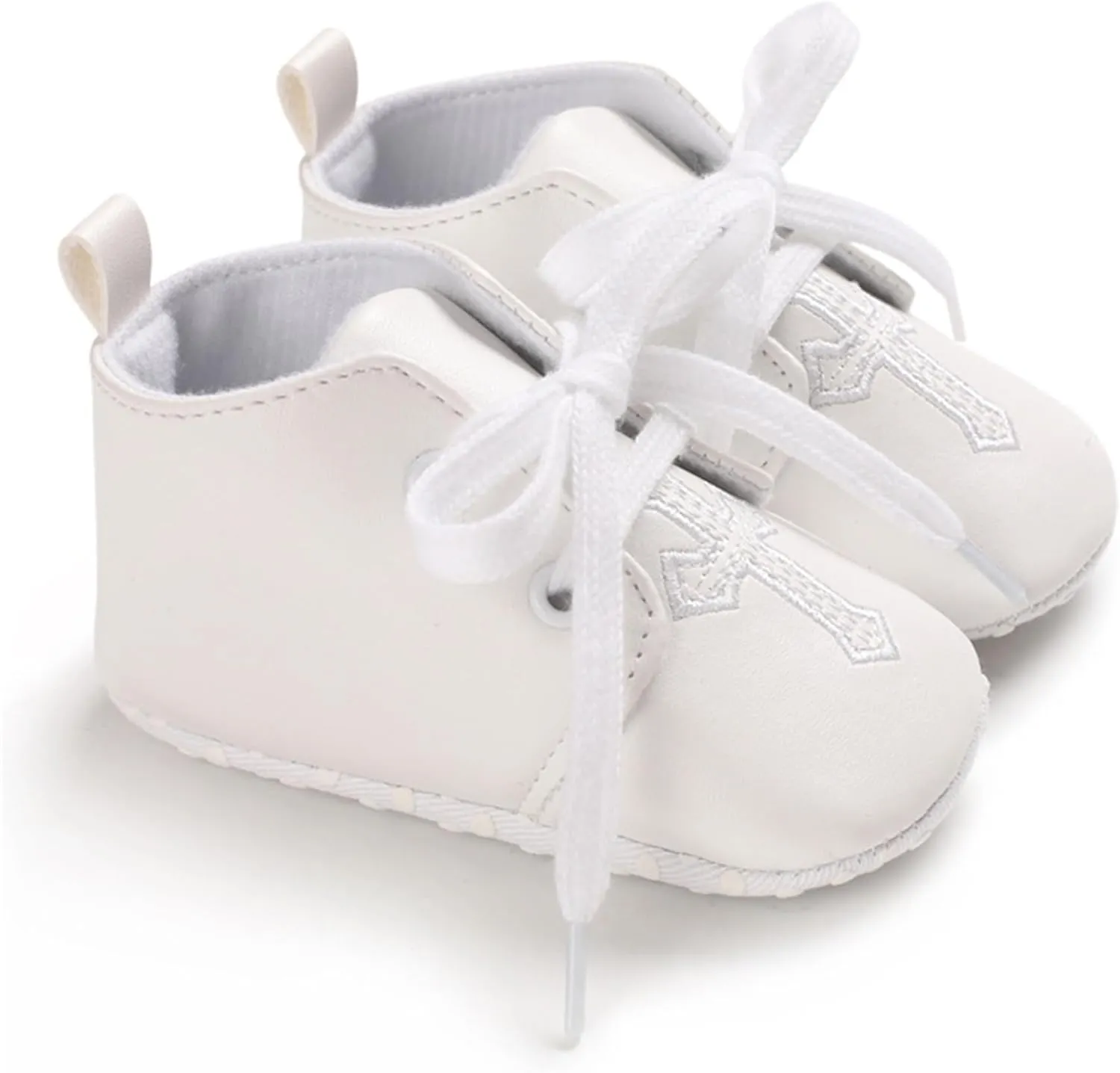 Baby Baptism Shoes & Socks, Boys Girls Infant Toddler, Soft Sole White Christening Sneaker Socks, 3PC