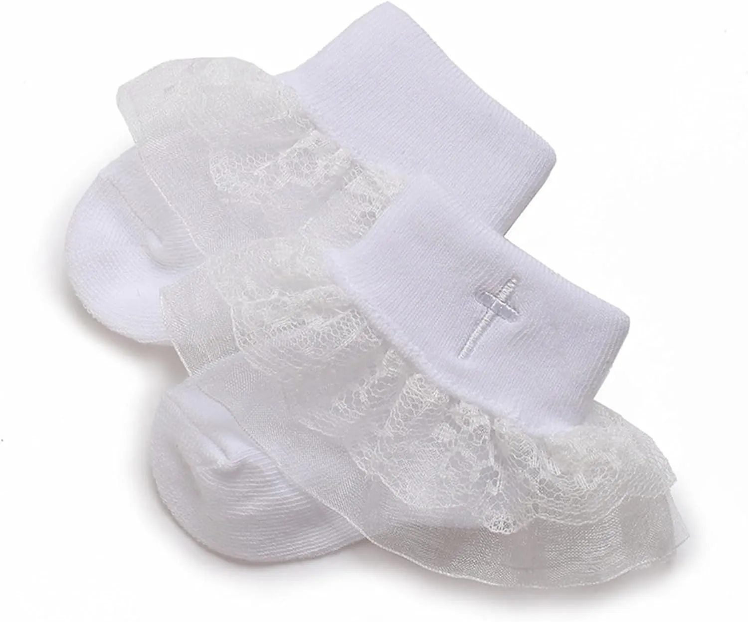 Baby Baptism Shoes & Socks, Boys Girls Infant Toddler, Soft Sole White Christening Sneaker Socks, 3PC