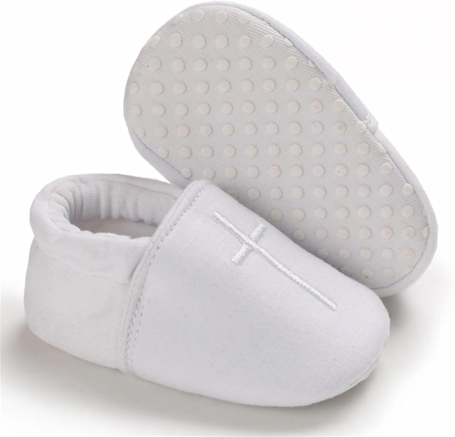 Baby Baptism Shoes & Socks, Boys Girls Infant Toddler, Soft Sole White Christening Sneaker Socks, 3PC
