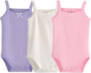 Baby Girls Spaghetti Strap Bodysuit Sleeveless Baby Tank Top Cotton Baby One-Pieces Pack of Summer Baby Clothes Outfit