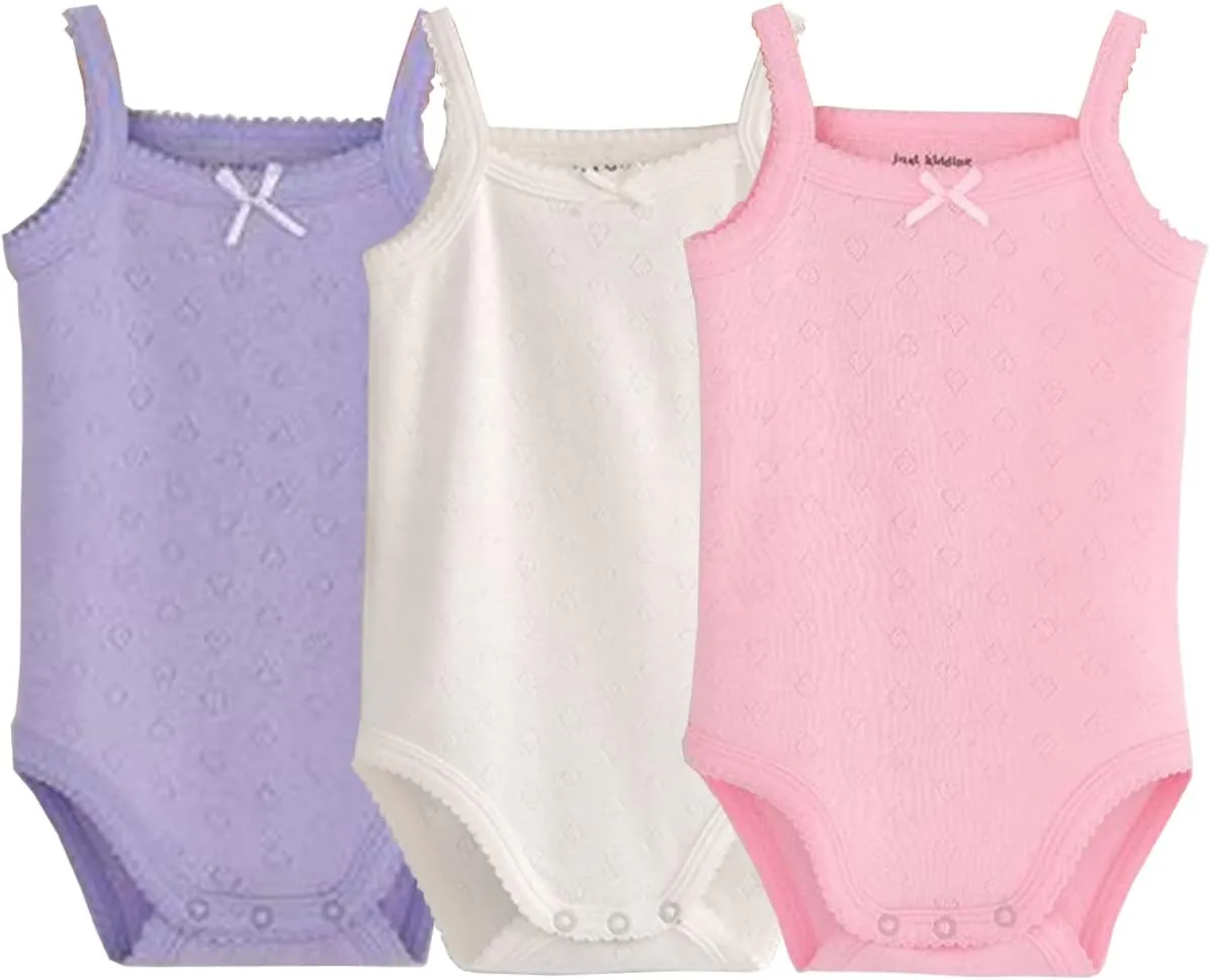 Baby Girls Spaghetti Strap Bodysuit Sleeveless Baby Tank Top Cotton Baby One-Pieces Pack of Summer Baby Clothes Outfit