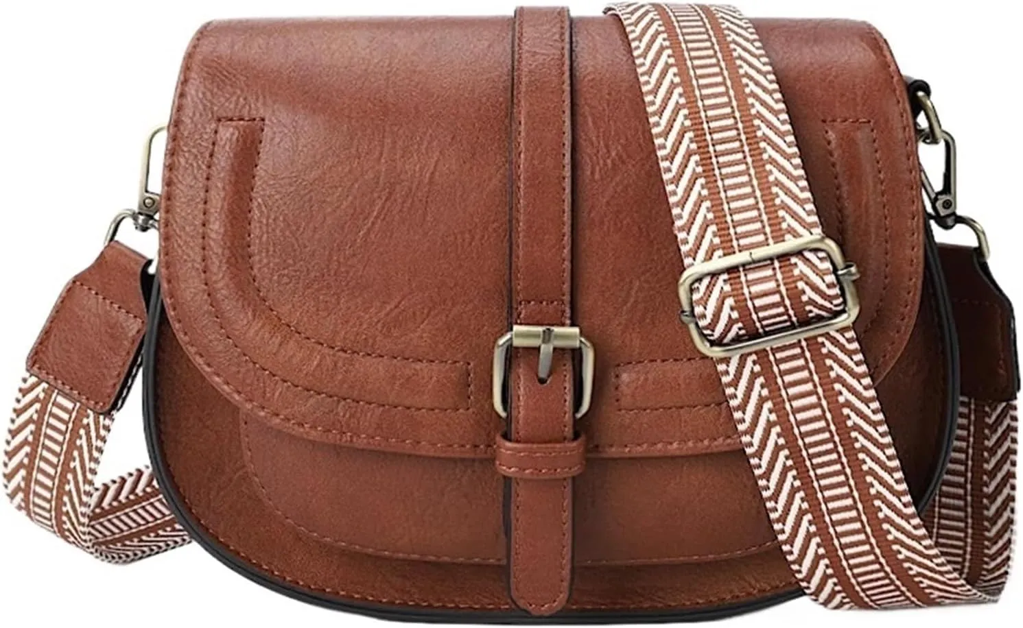Bags for Women Retro saddle bag ladies shoulder messenger bag versatile women's half circle bag female(Brown)