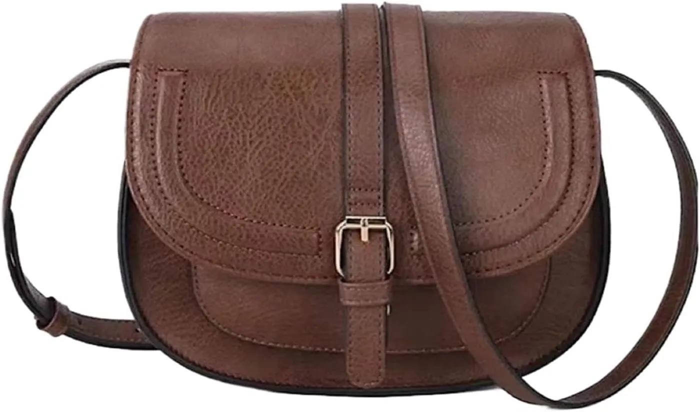 Bags for Women Retro saddle bag ladies shoulder messenger bag versatile women's half circle bag female(Darkcoffeecolor)