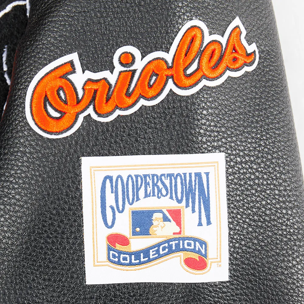 BALTIMORE ORIOLES RETRO CLASSIC BIG BOYS RIB WOOL VARSITY JACKET (BLACK/ORANGE)
