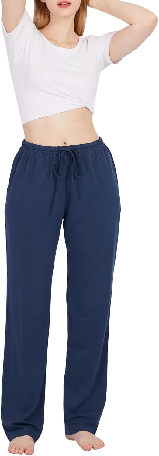 BAMBOO COOL Women Pajama Pants Comfy Lounge Sleep Bottoms, Casual Pj Pants with Pockets and Stretch Drawstring