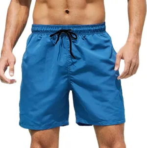 Bathing Suits for Men Beach Surfing Breathable Quick Dry Solid Basic Swimsuits Elastic Waist Drawstring Board Shorts
