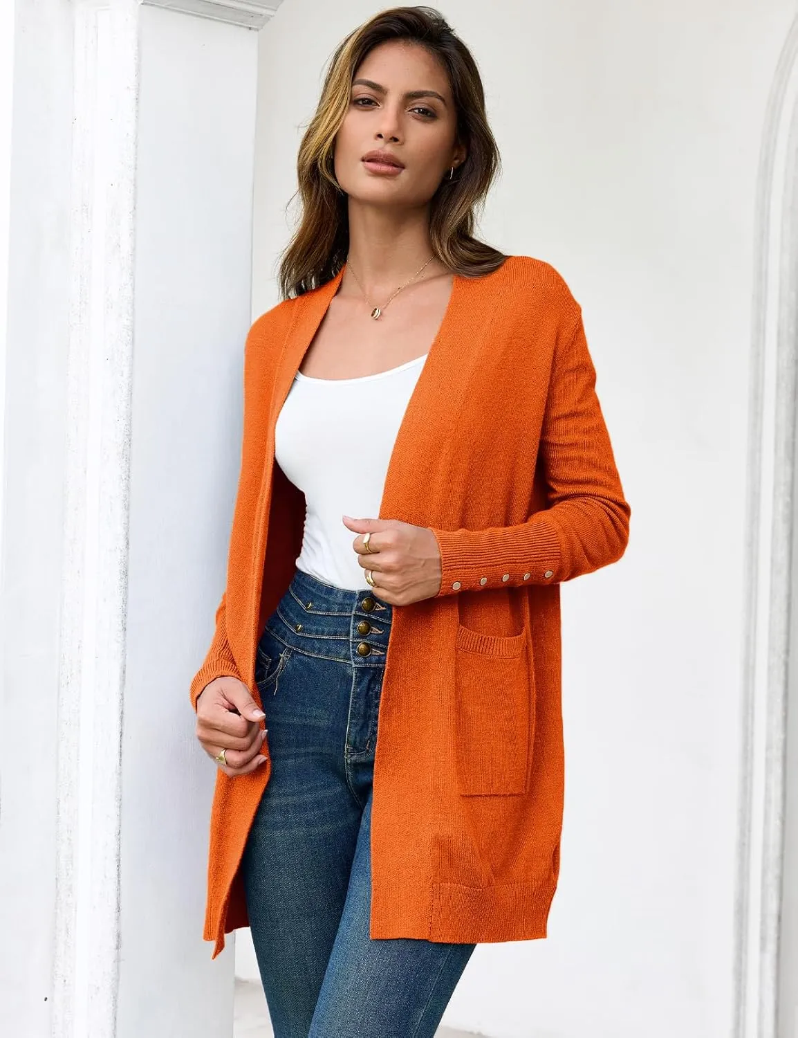 BB&KK Women's Cardigan Sweaters Button Cuff Long Sleeve Knit Open Front Jacket Casual Fall Coat with Pockets