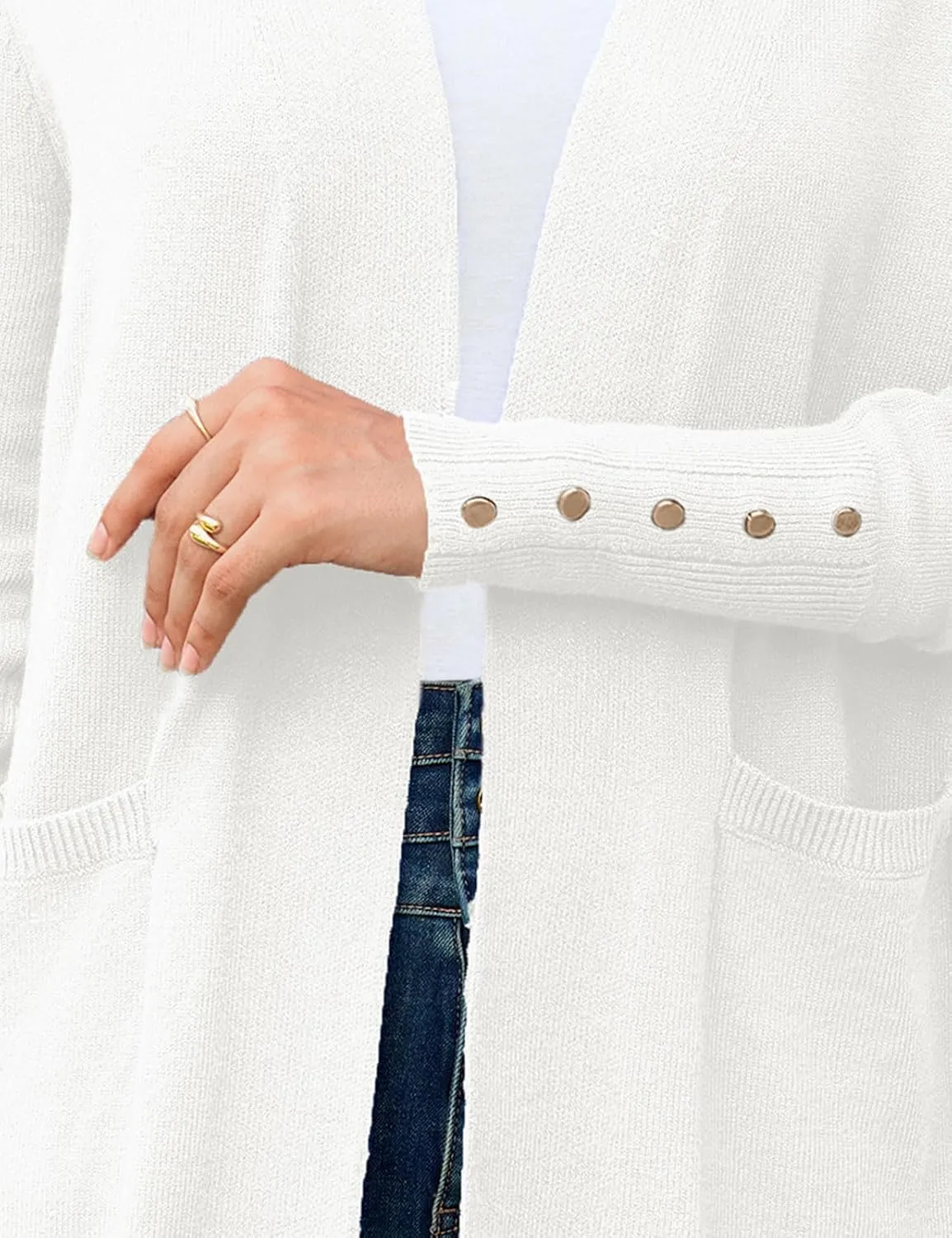 BB&KK Women's Cardigan Sweaters Button Cuff Long Sleeve Knit Open Front Jacket Casual Fall Coat with Pockets