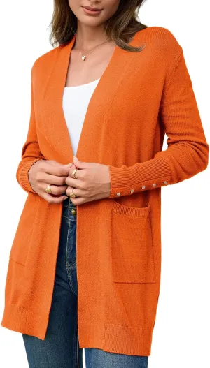 BB&KK Women's Cardigan Sweaters Button Cuff Long Sleeve Knit Open Front Jacket Casual Fall Coat with Pockets