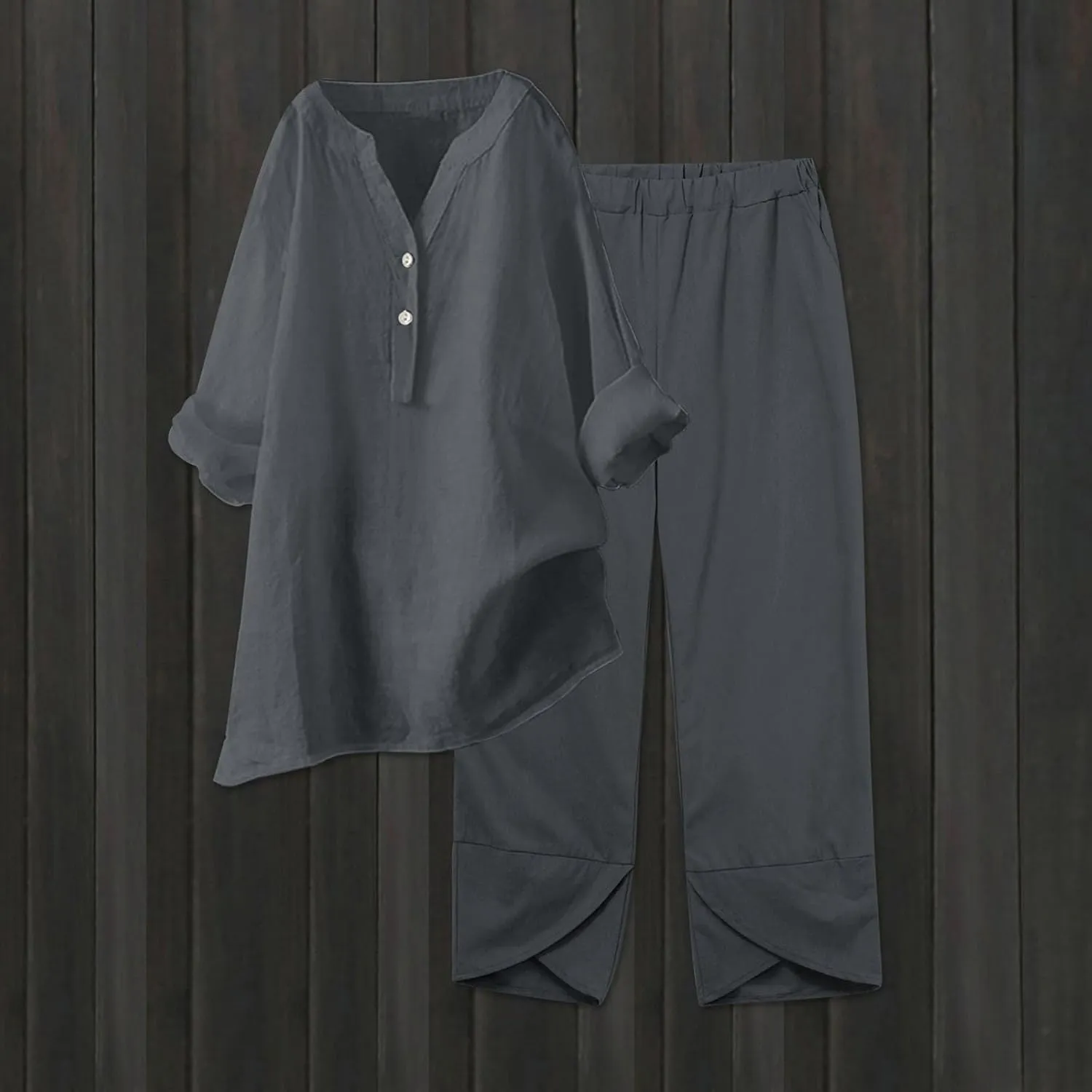 Beach Vacation Clothes for Women Summer Linen Matching 2 Piece Sets Casual Loose Oversized Drawstring Pants Outfits