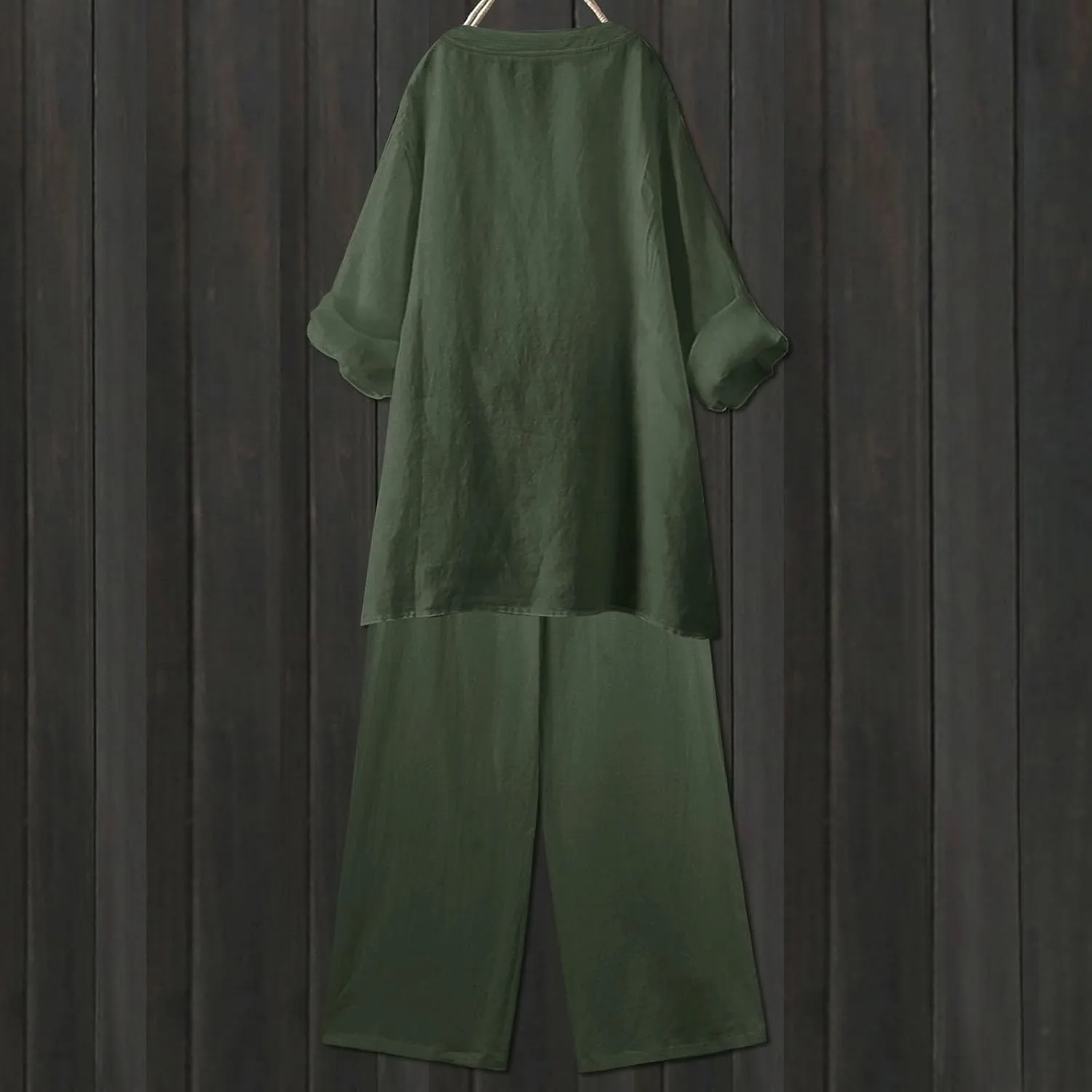 Beach Vacation Clothes for Women Summer Linen Matching 2 Piece Sets Casual Loose Oversized Drawstring Pants Outfits