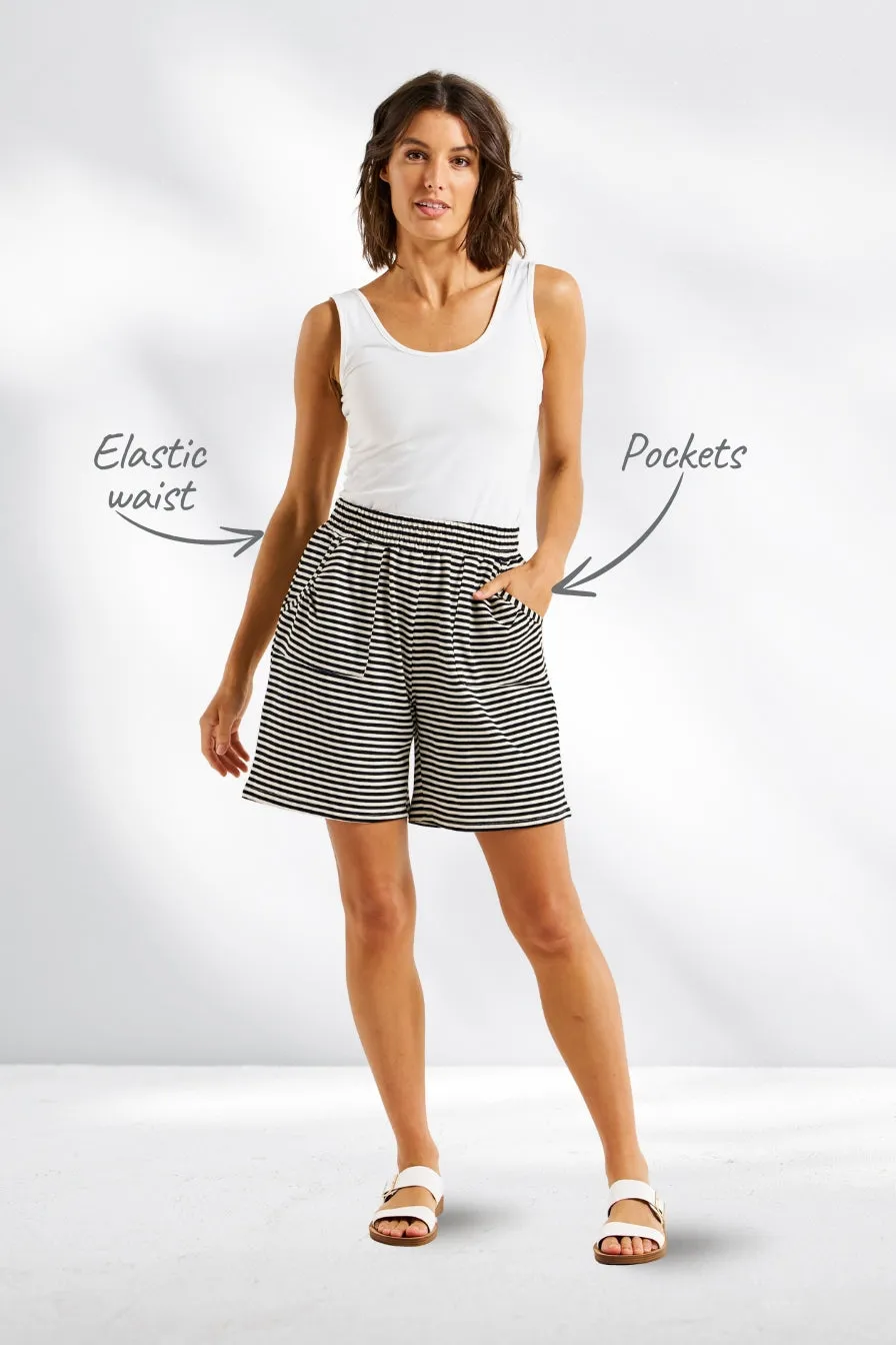 Betty Basics Harvard Shorts Cream Black Stripe
