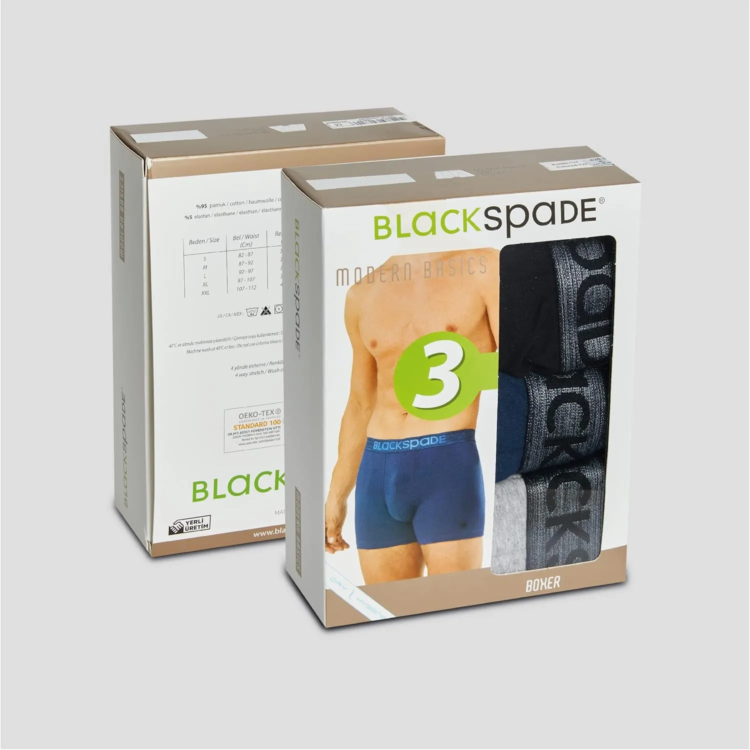 Blackspade Premium 3-Pack Men's Boxers, Cotton Comfort