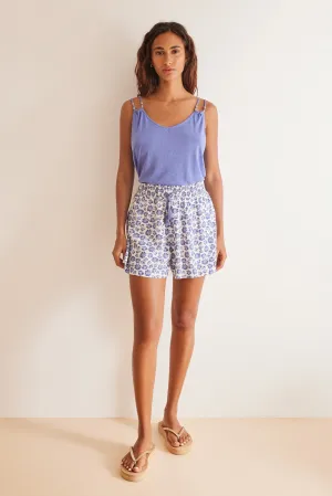 Blue floral print shorts
