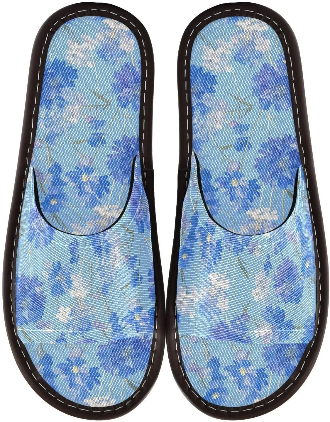 Blue Flowers Men Women's Casual Shower Slippers Summer Beach Sandals for Beach Outdoor Travel