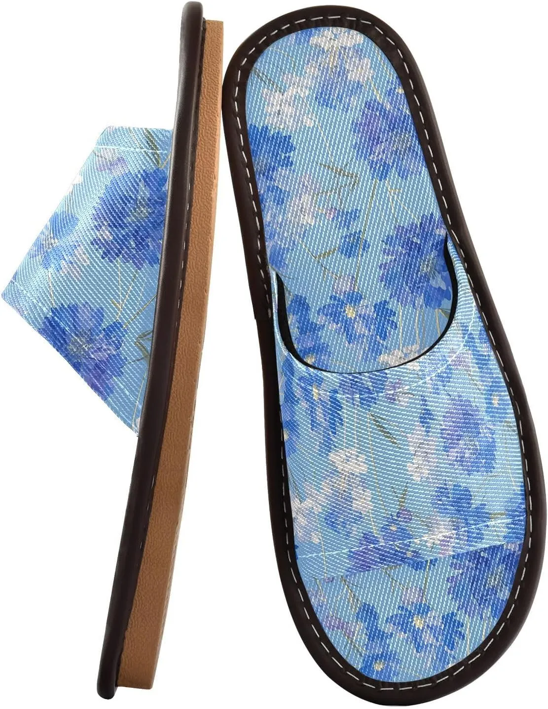 Blue Flowers Men Women's Casual Shower Slippers Summer Beach Sandals for Beach Outdoor Travel