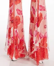 Blumarine - 2PC Red Leopard Halter & Flower Chiffon Pants   - IT 40