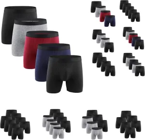 Boxer Briefs for Men Pack of 4, Cotton Moisture Wicking Underwear Soft and Breathable Stretch Boxer Brief Underwear