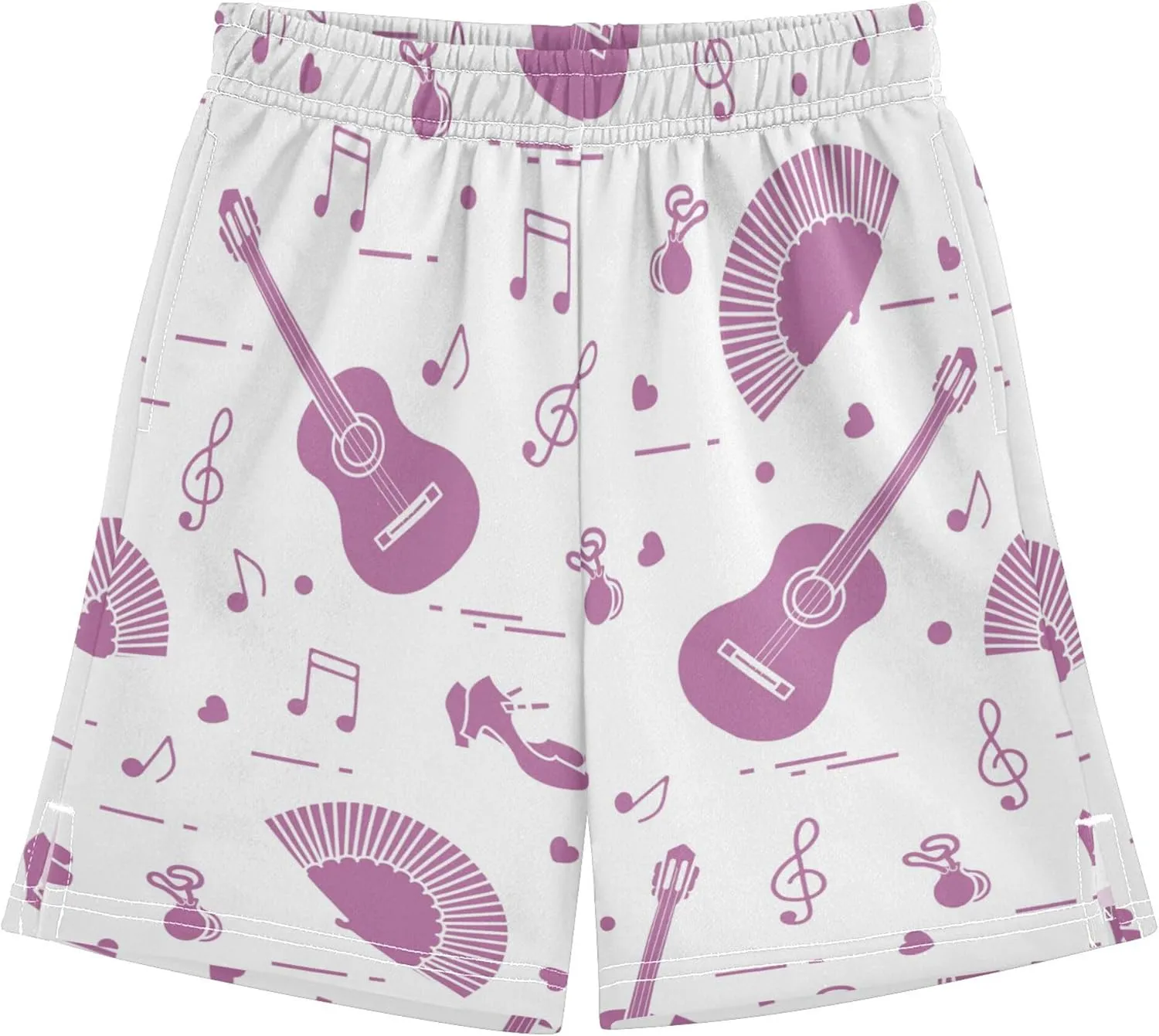Boys Athletic Shorts Shoes Notes Guitars Casual Short Summer Track Shorts 7-15Y