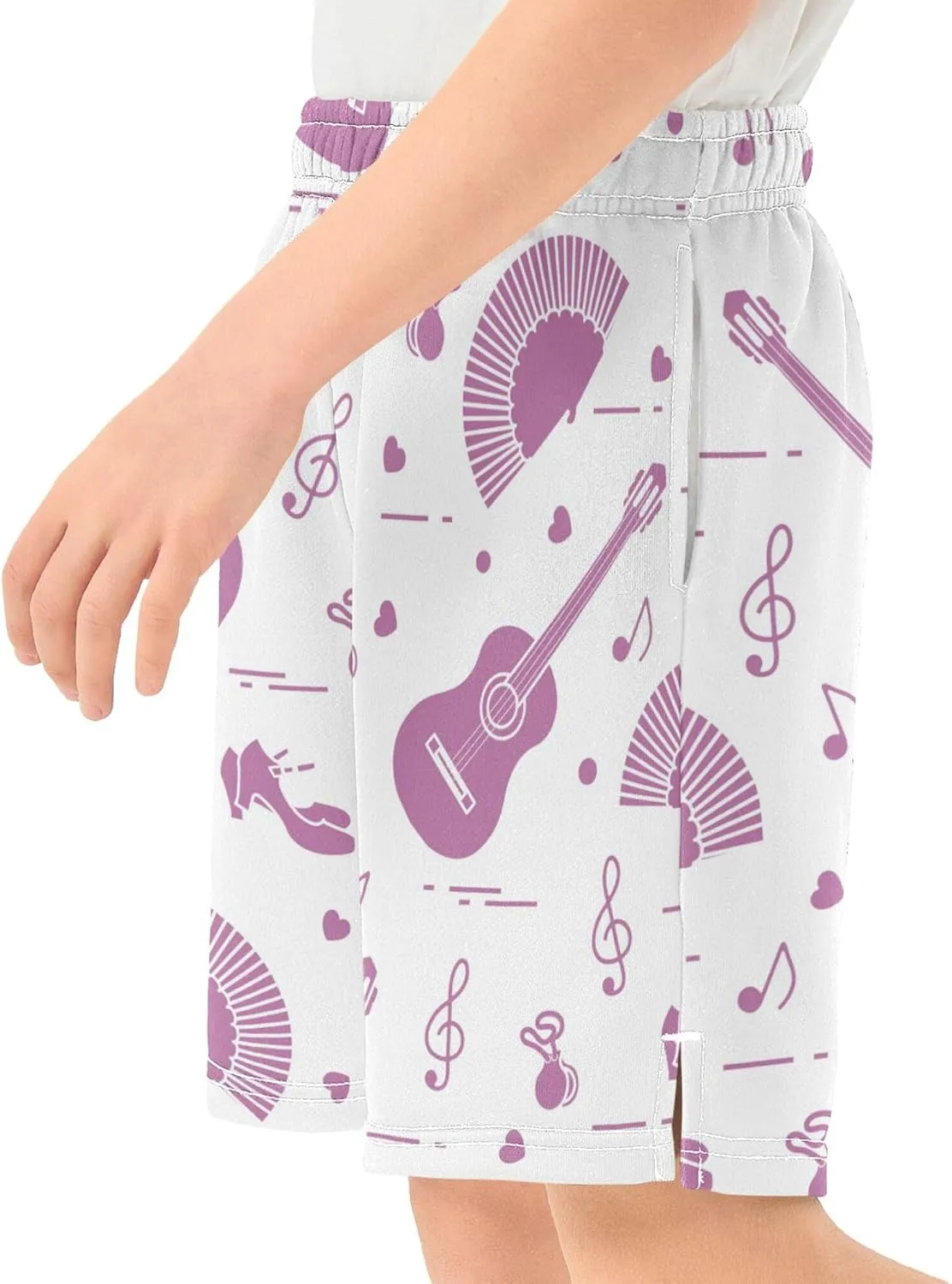 Boys Athletic Shorts Shoes Notes Guitars Casual Short Summer Track Shorts 7-15Y