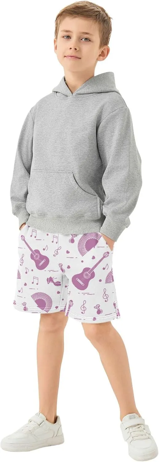 Boys Athletic Shorts Shoes Notes Guitars Casual Short Summer Track Shorts 7-15Y