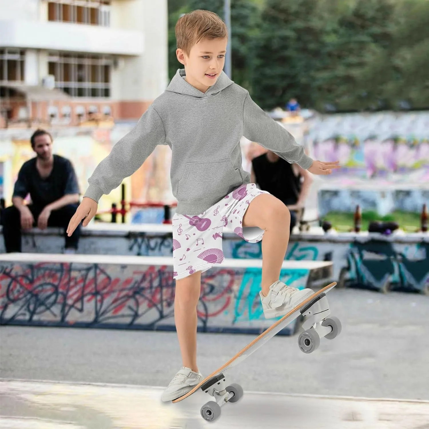 Boys Athletic Shorts Shoes Notes Guitars Casual Short Summer Track Shorts 7-15Y