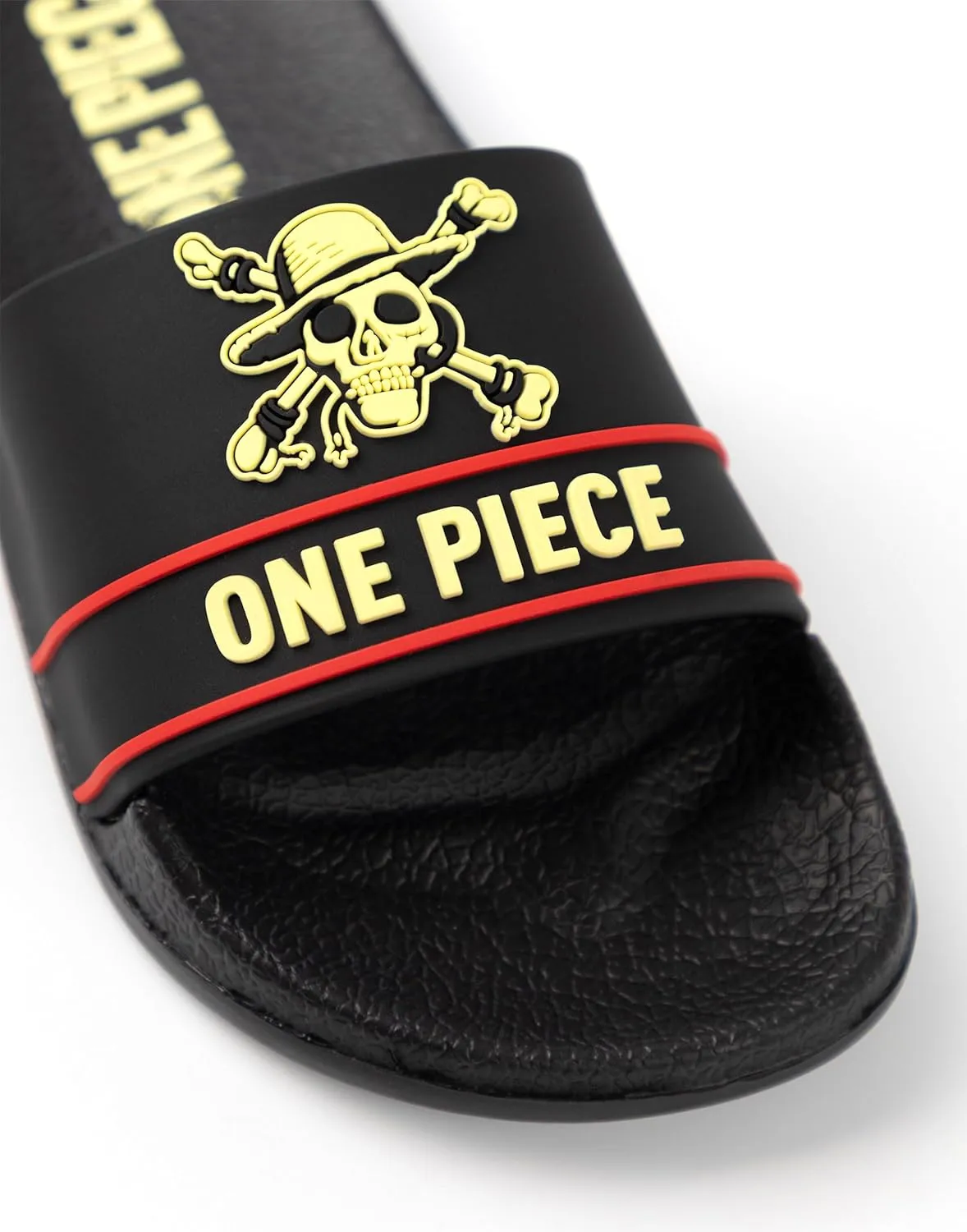Boys Black Sliders | Red & Yellow Emblem Casual Footwear | Anime Inspired Outdoor & Home Wear